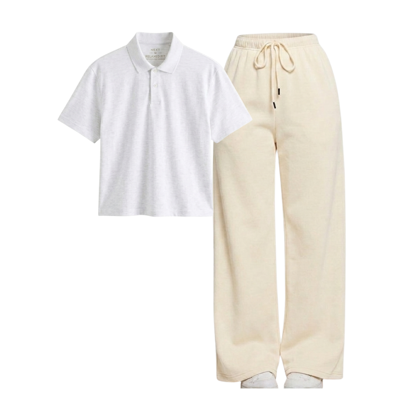 Beige Wide-Leg Trouser With Crop Polo