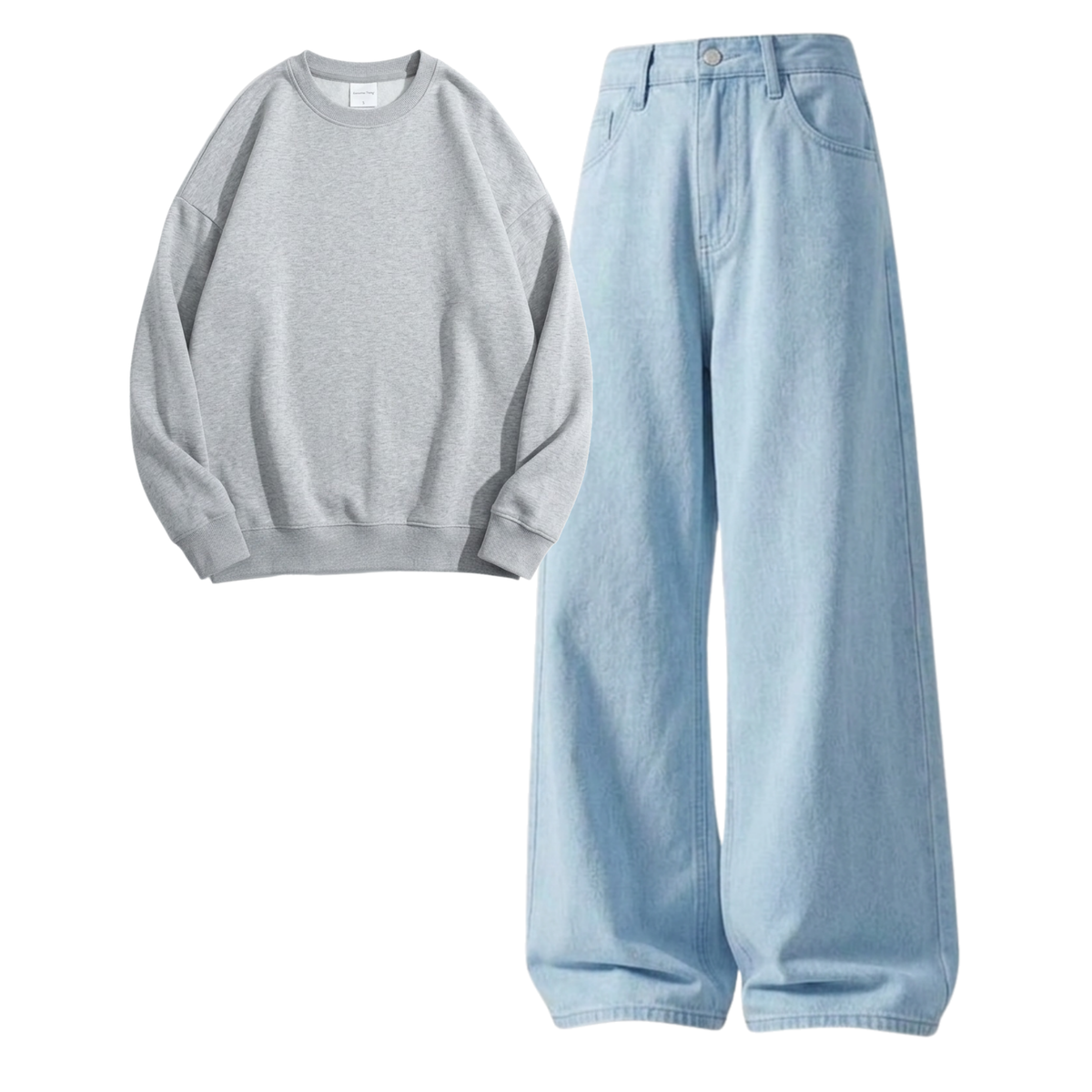 Iceblue Baggy Jeans With Sweatshirt