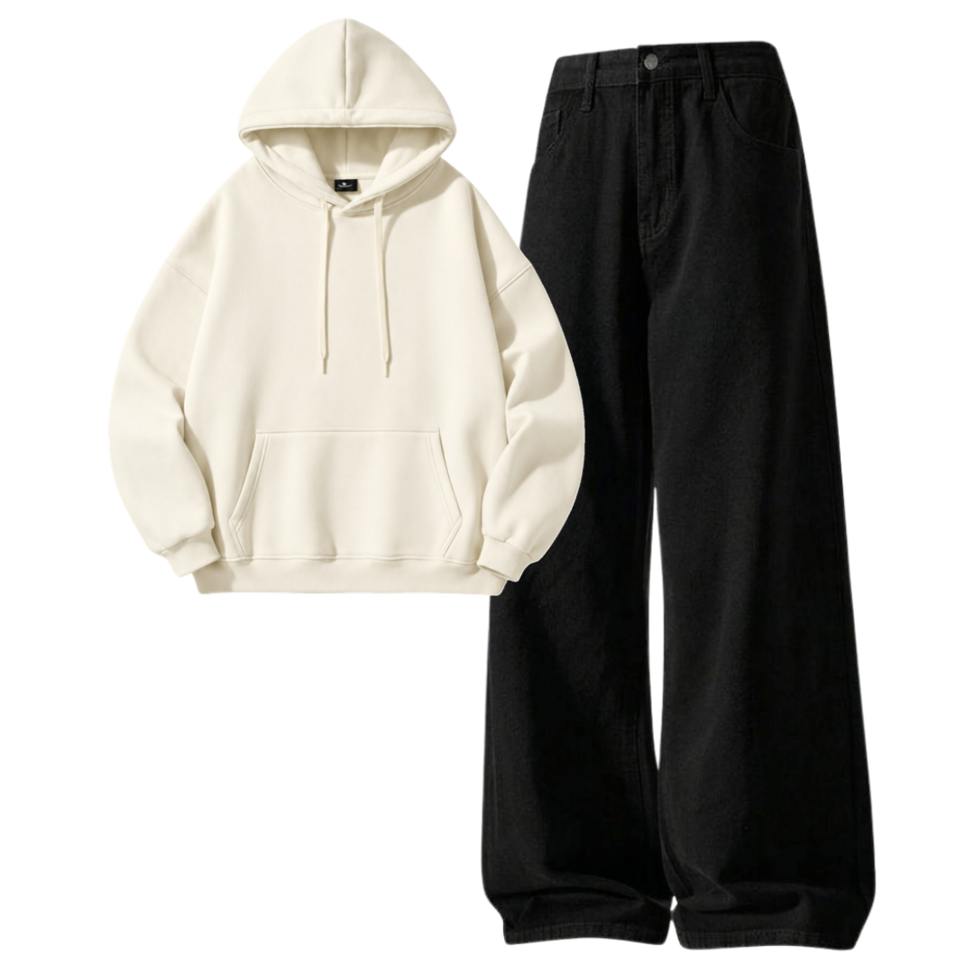Black Baggy Jeans With Hoodie