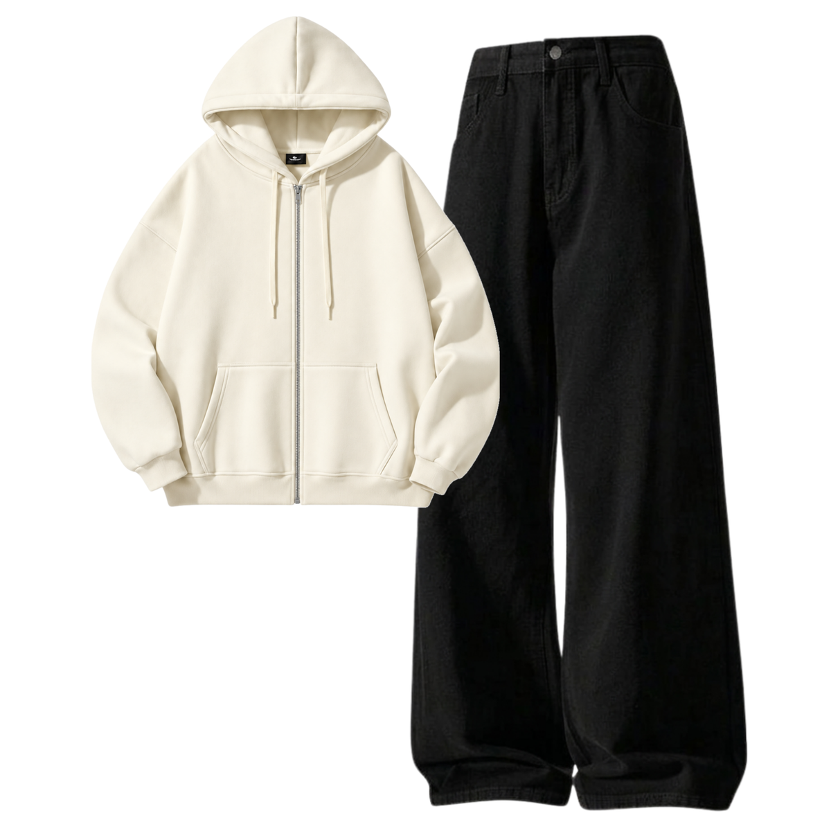 Black Baggy Jeans With Zipper