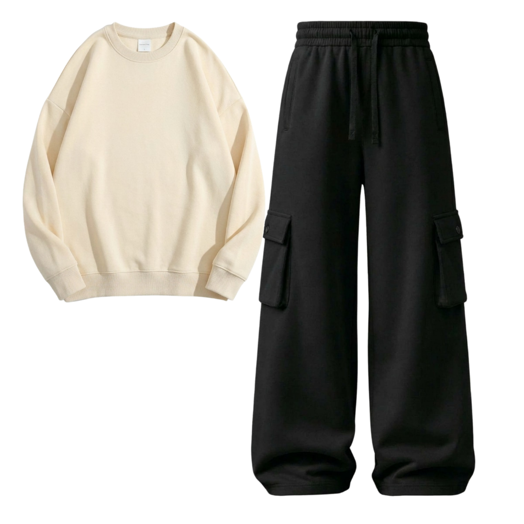 Black Cargo With Sweatshirt