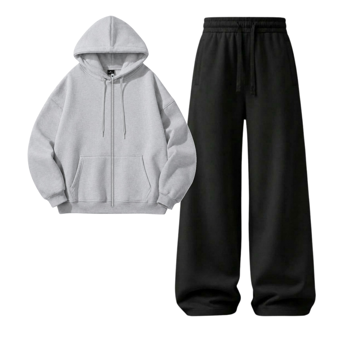 Black Wide-Leg Trouser With Zipper
