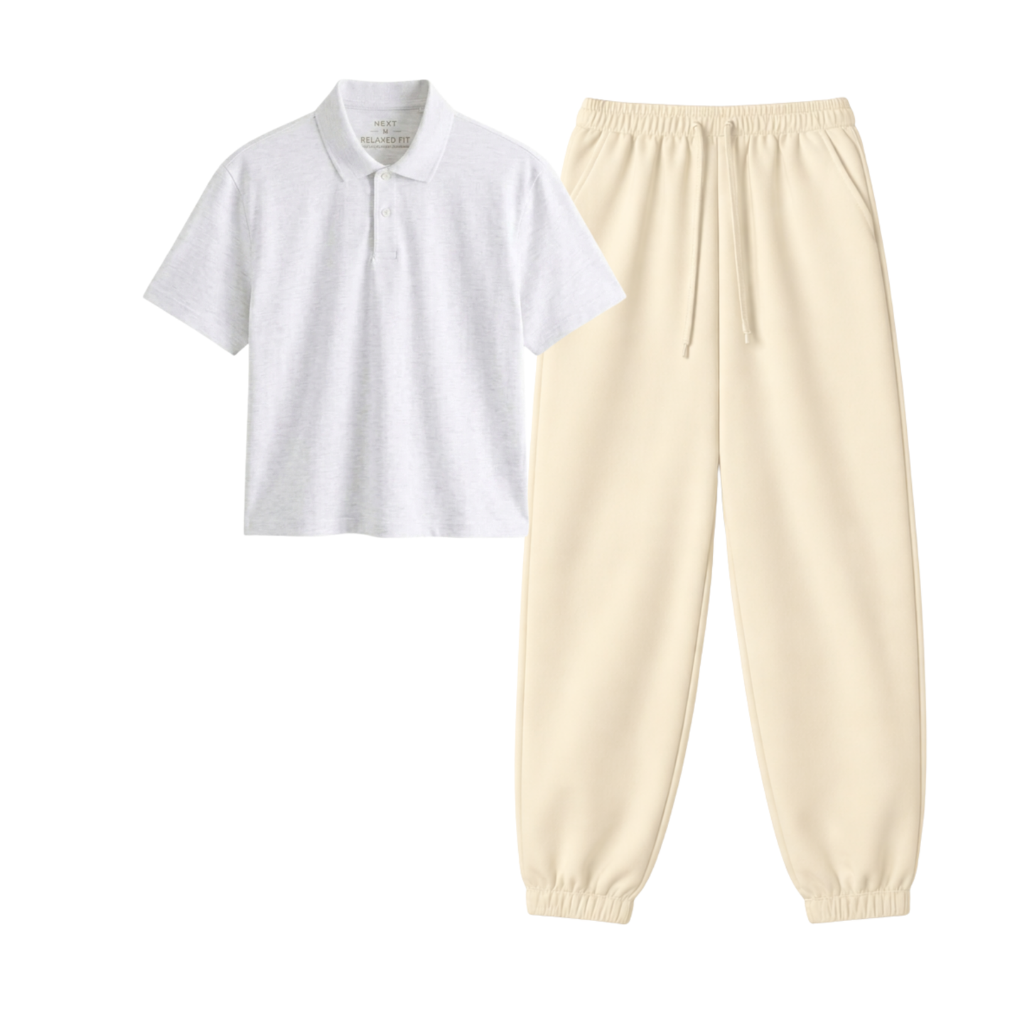 Cream Sweatpant With Crop Polo