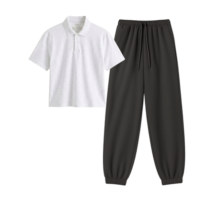 Charcoalgrey Sweatpant With Crop Polo