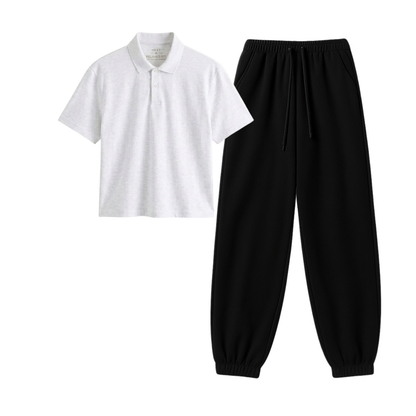 Black Sweatpant With Crop Polo