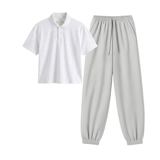 Lightgrey Sweatpant With Crop Polo