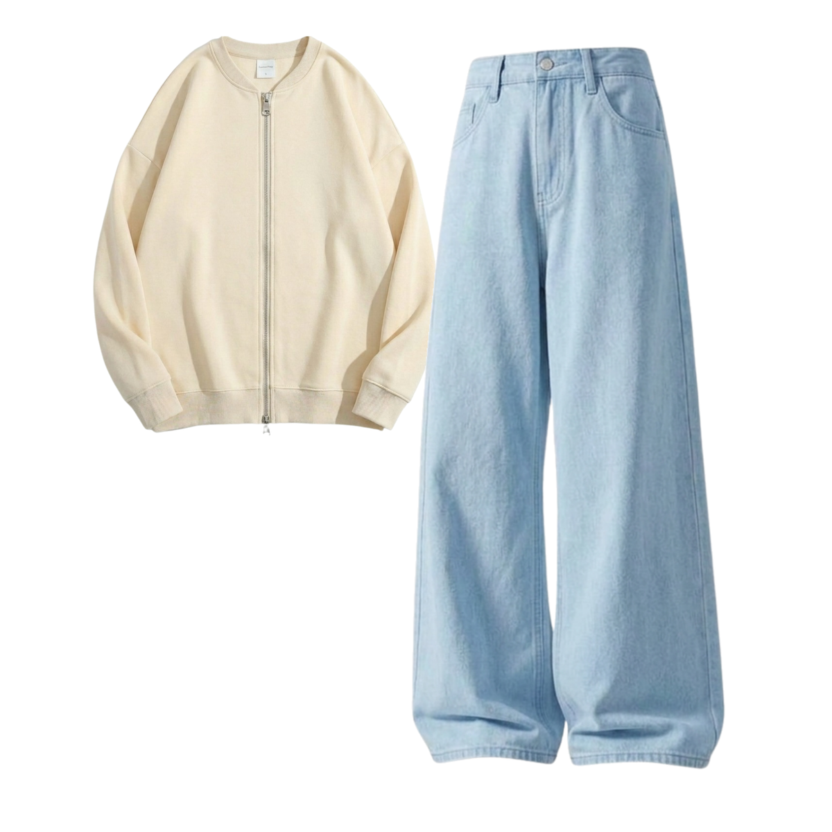 Skyblue Baggy Jeans With Zweat