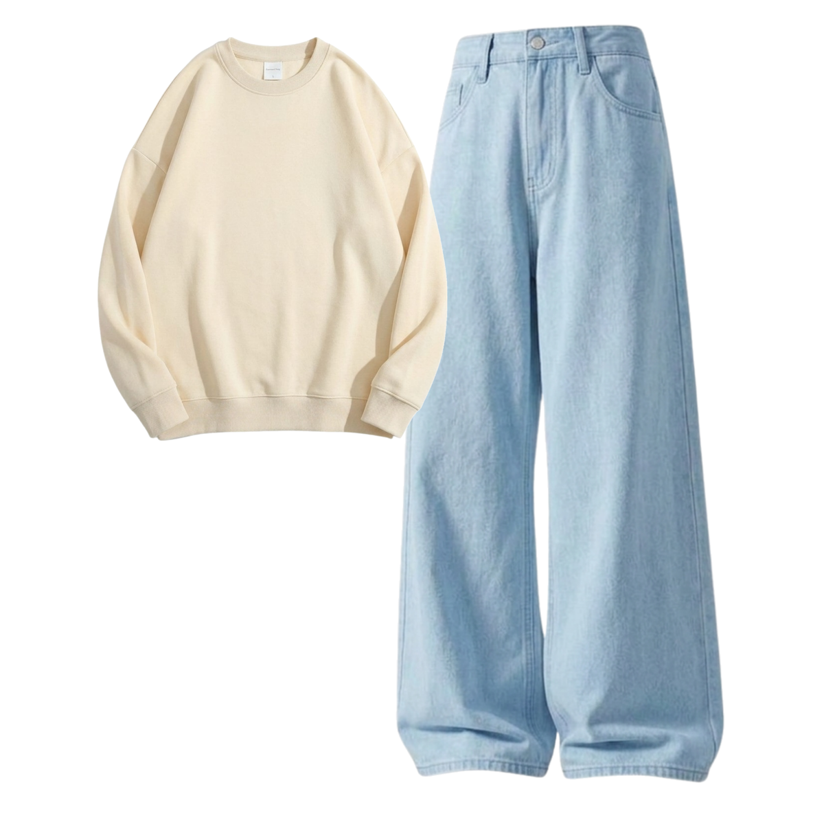 Iceblue Baggy Jeans With Sweatshirt