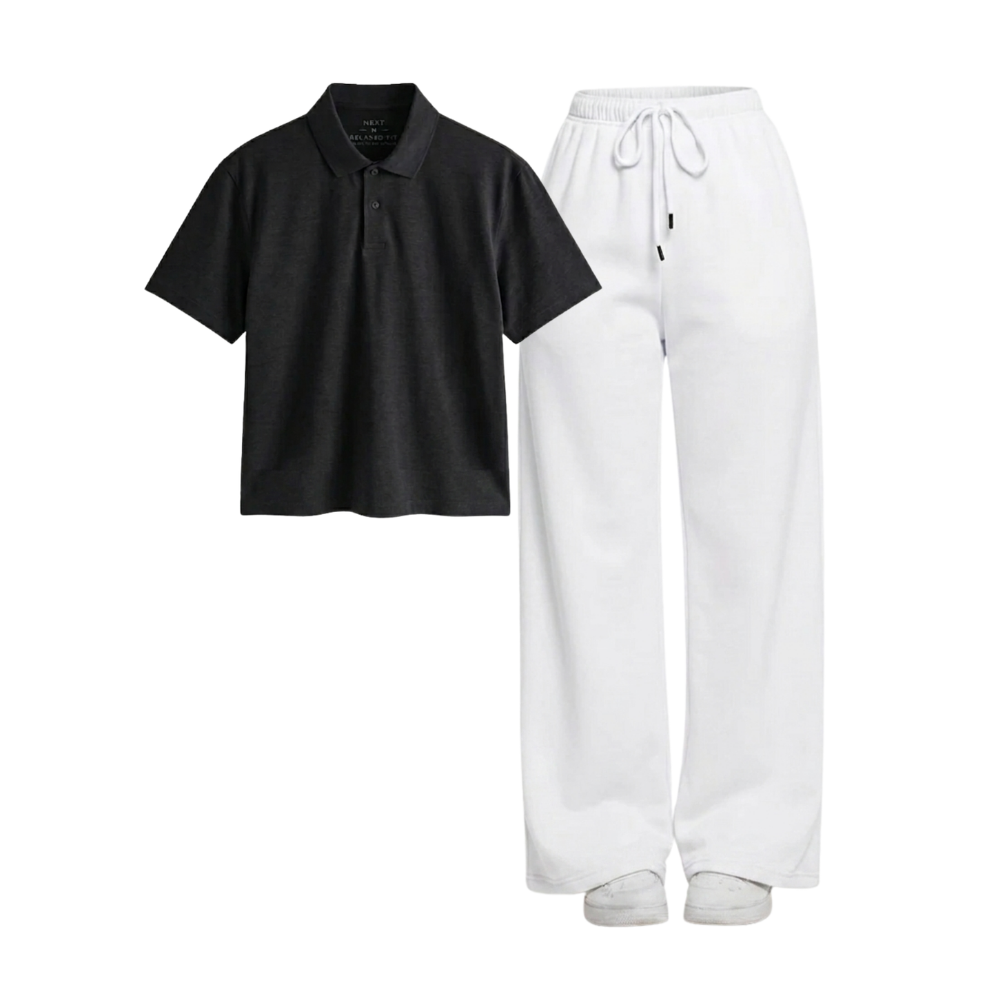 White Wide-Leg Trouser With Crop Polo