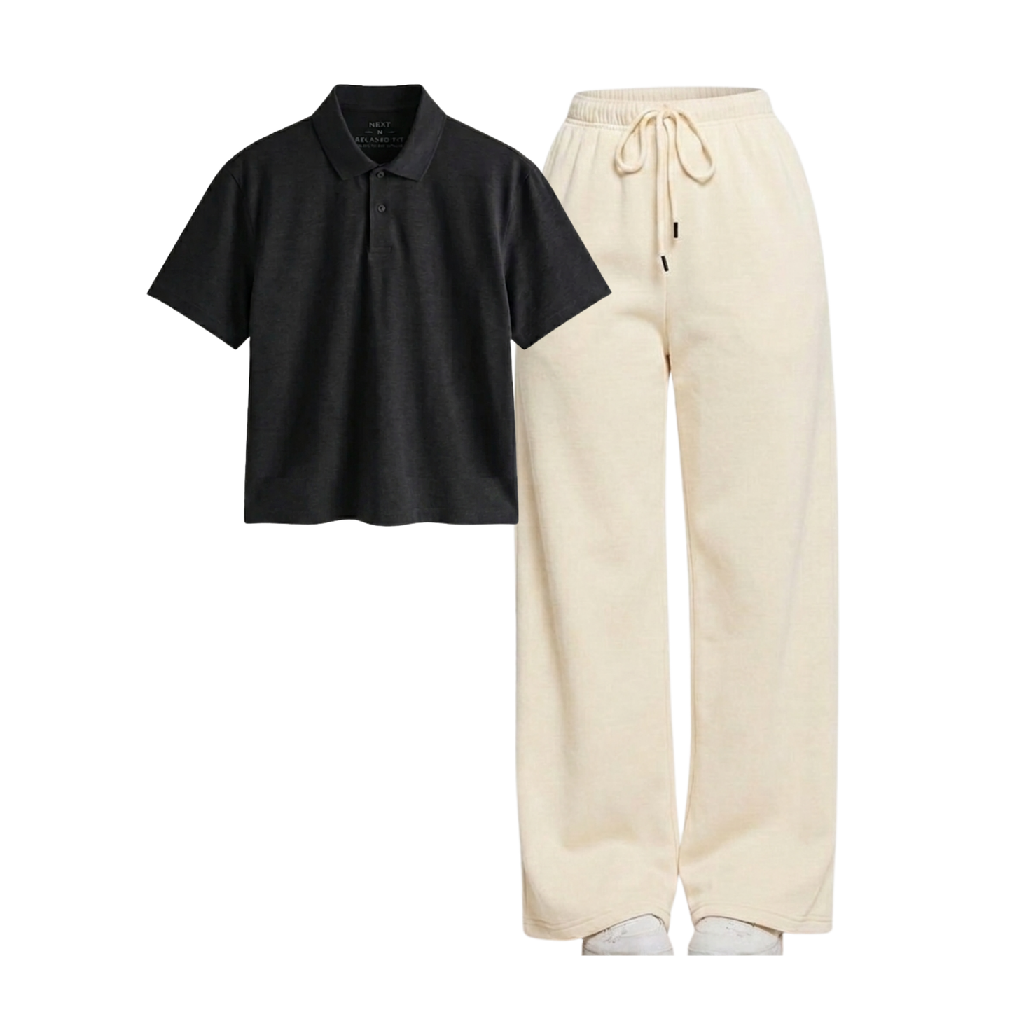 Beige Wide-Leg Trouser With Crop Polo
