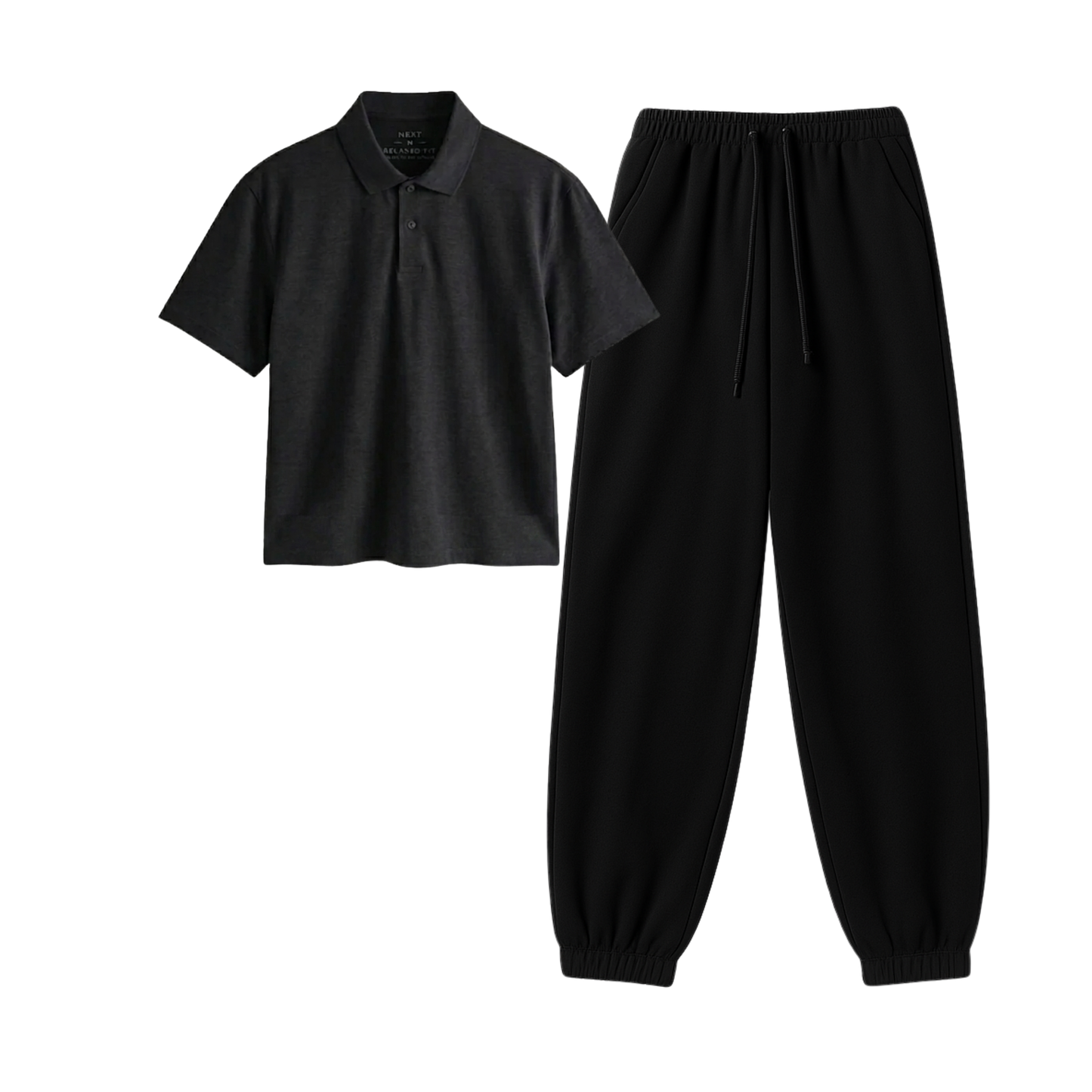 Black Sweatpant With Crop Polo