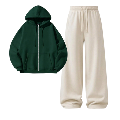 Cream Wide-Leg Trouser With Zipper