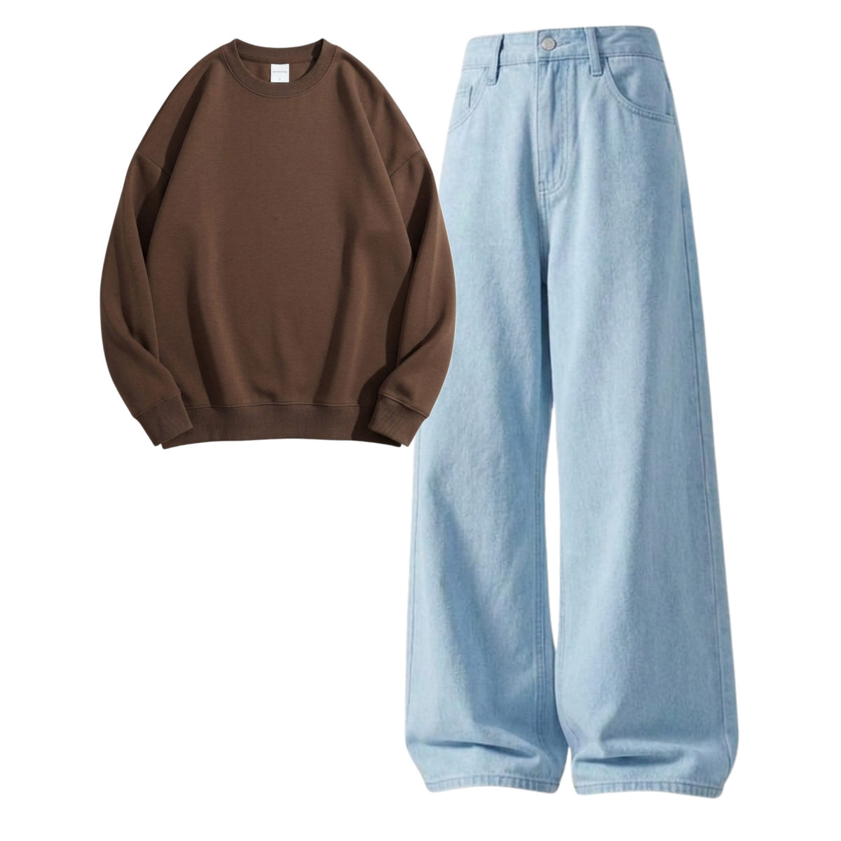 Iceblue Baggy Jeans With Sweatshirt