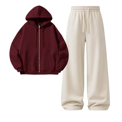 Cream Wide-Leg Trouser With Zipper