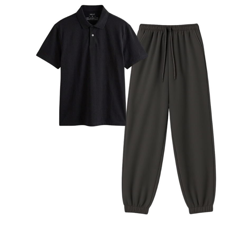 Charcoalgrey Sweatpant With Polo