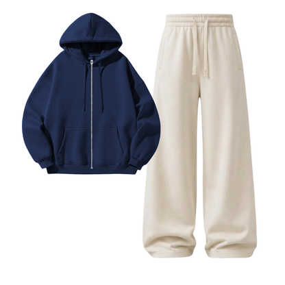 Cream Wide-Leg Trouser With Zipper