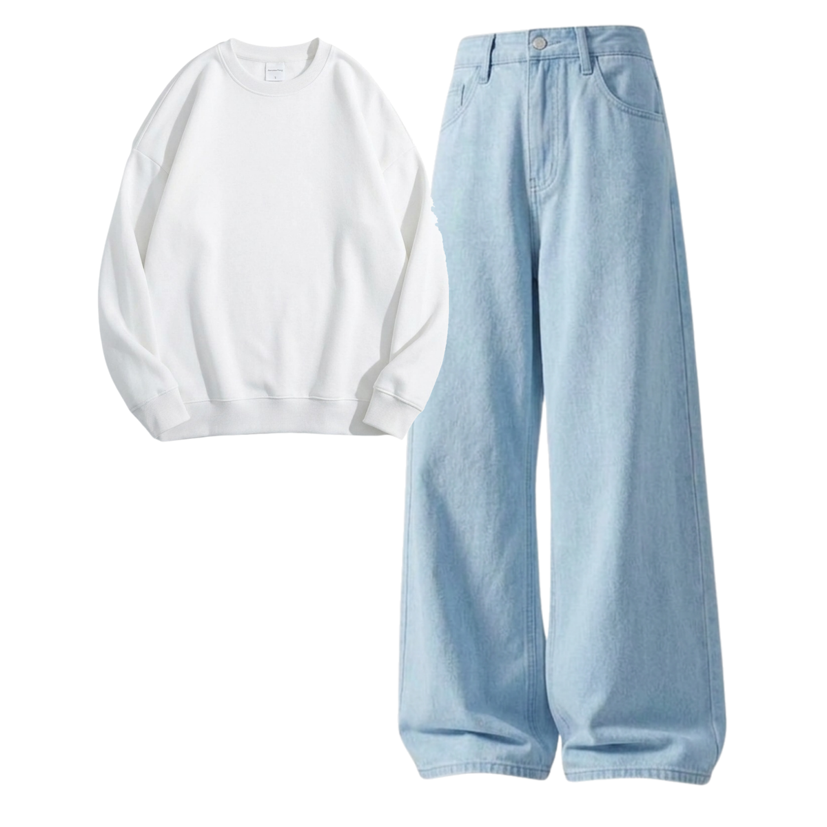 Iceblue Baggy Jeans With Sweatshirt