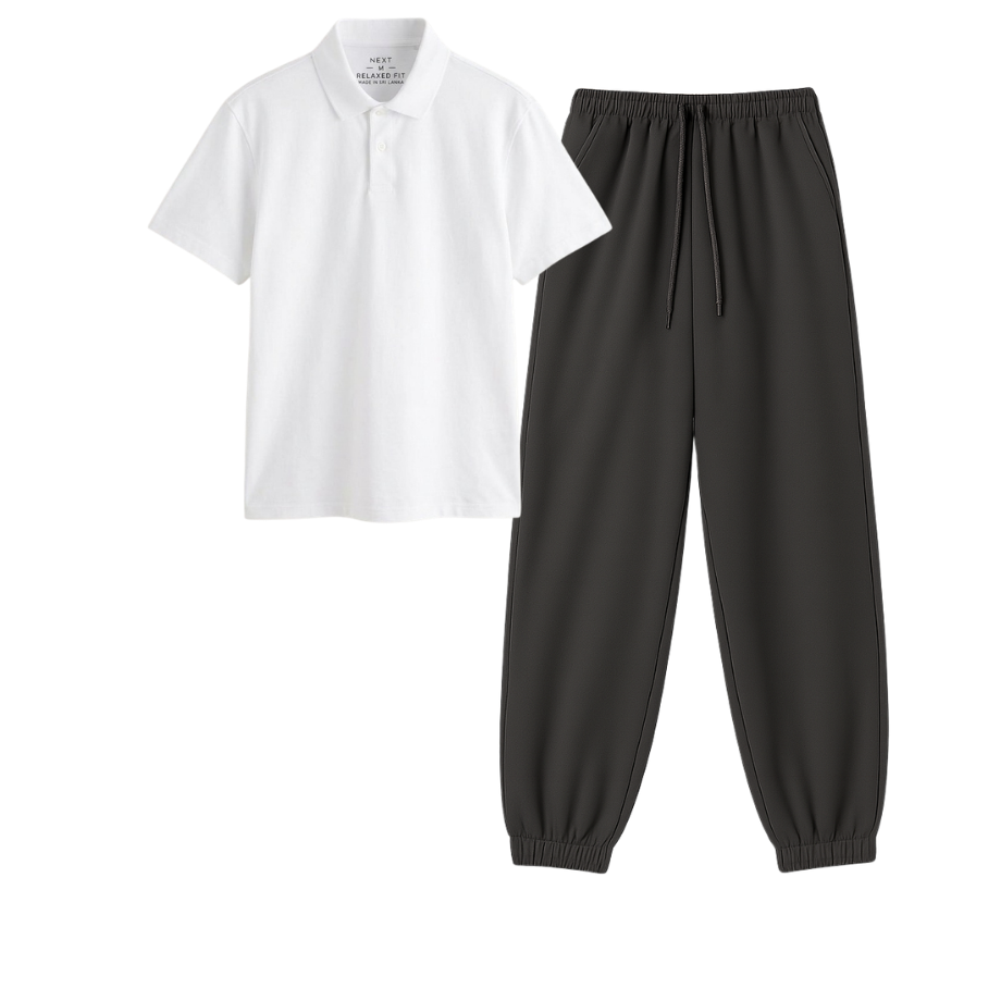 Charcoalgrey Sweatpant With Polo