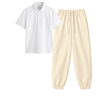 Cream Sweatpant With Polo