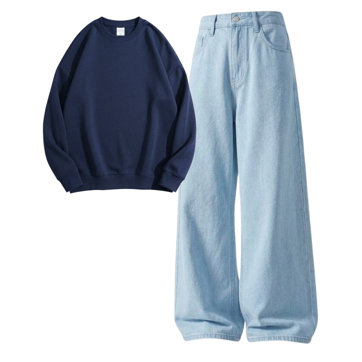 Iceblue Baggy Jeans With Sweatshirt