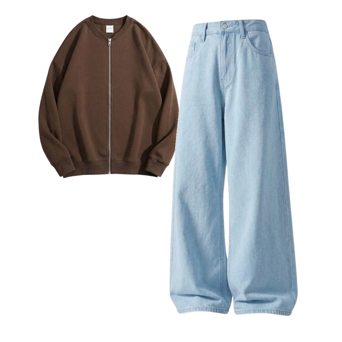 Skyblue Baggy Jeans With Zweat