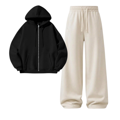 Cream Wide-Leg Trouser With Zipper