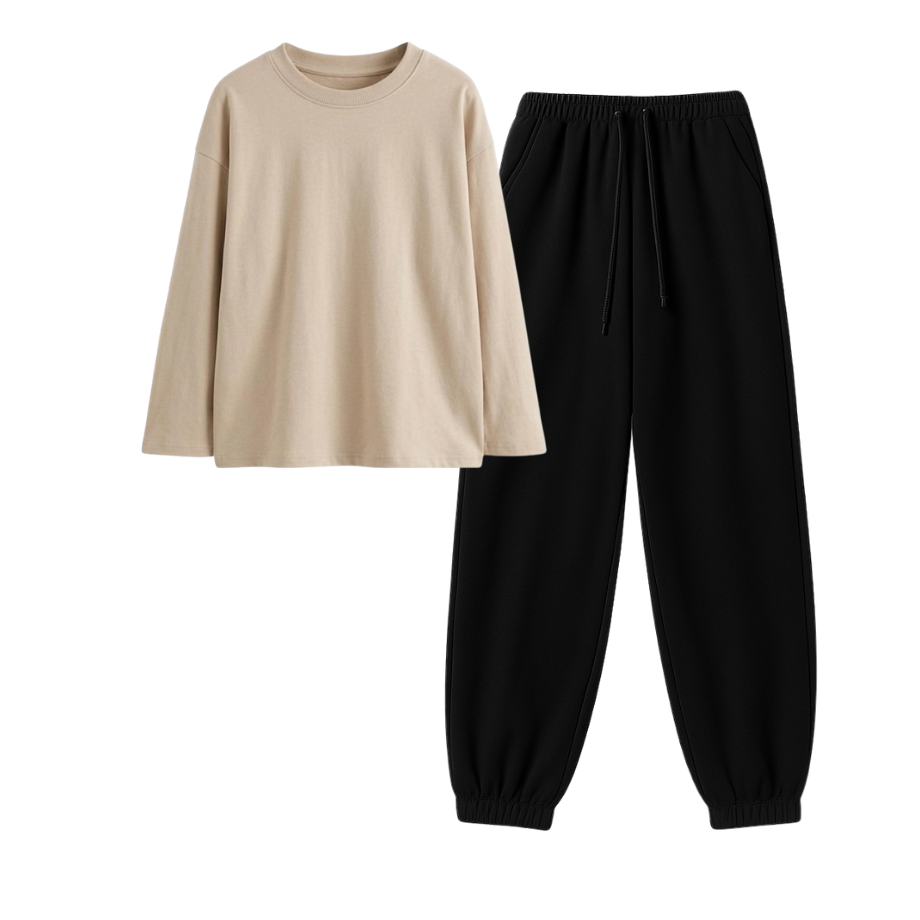 Black Sweatpant With Full Sleeves T-Shirt