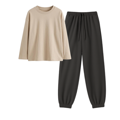 Charcoalgrey Sweatpant With Full Sleeves T-Shirt