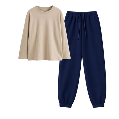 Navyblue Sweatpant With Full Sleeves T-Shirt