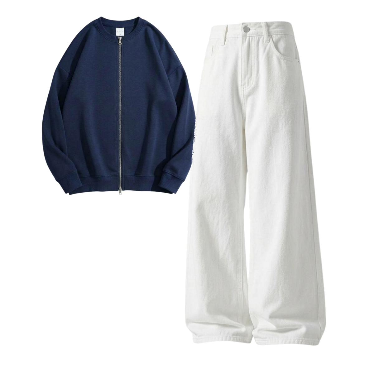 White Baggy Jeans With Zweat