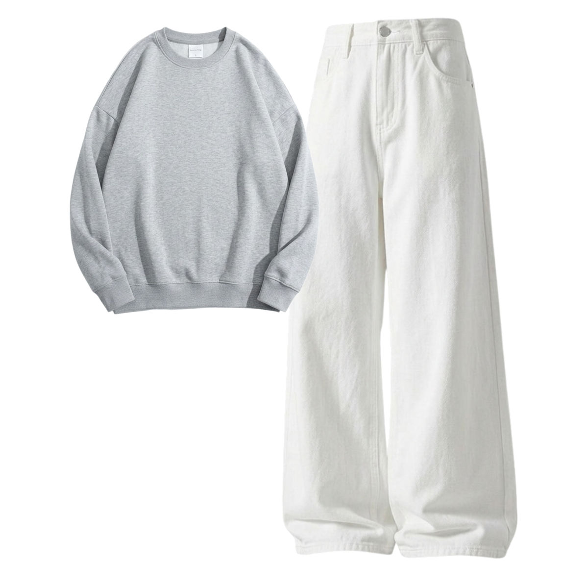 White Baggy Jeans With Sweatshirt