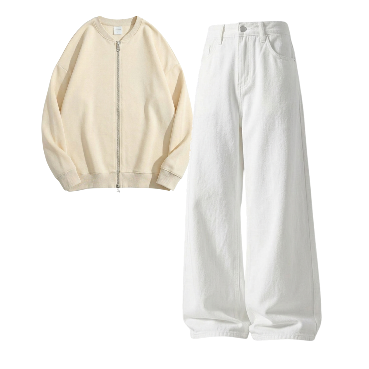 White Baggy Jeans With Zweat