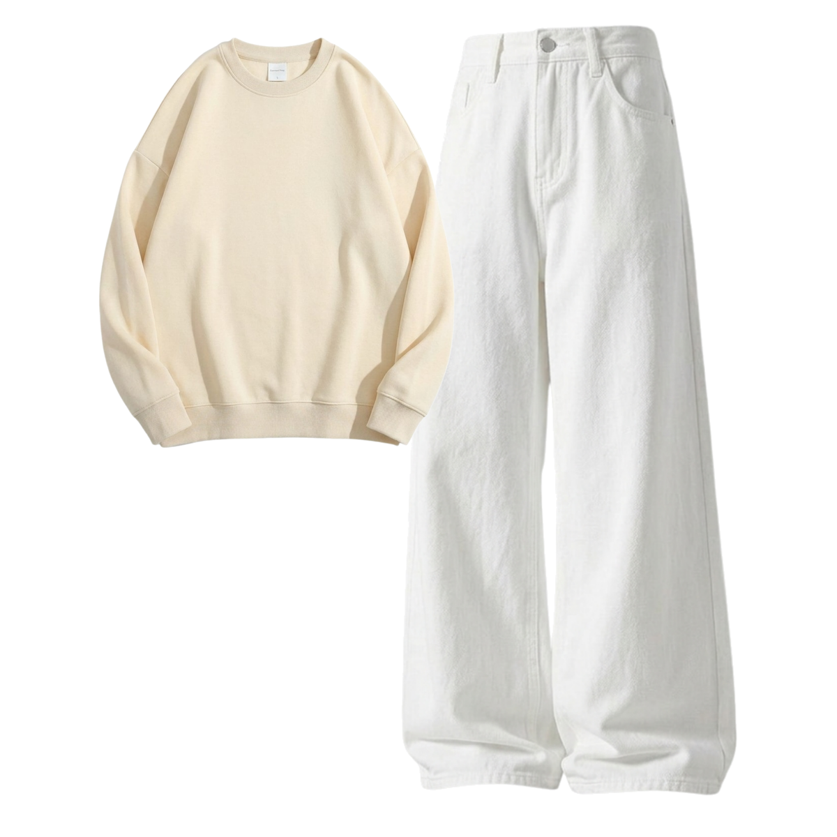 White Baggy Jeans With Sweatshirt