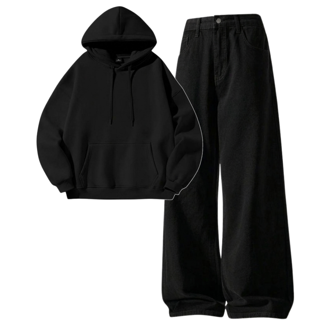 Black Baggy Jeans With Hoodie