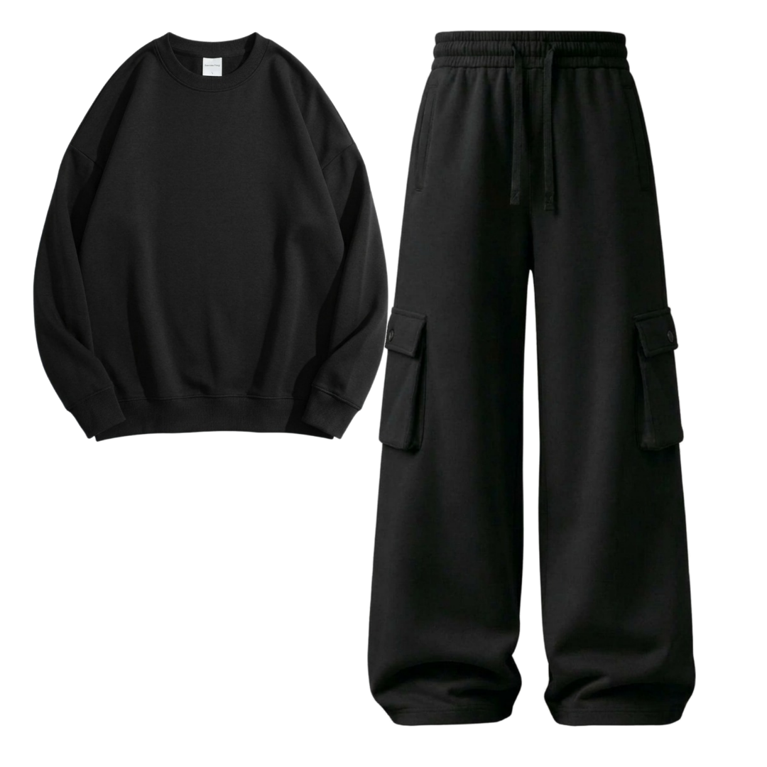 Black Cargo With Sweatshirt