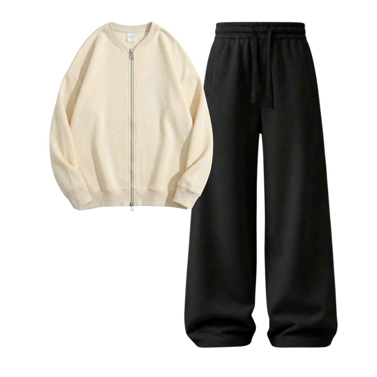 Black Wide-Leg Trouser With Zweat