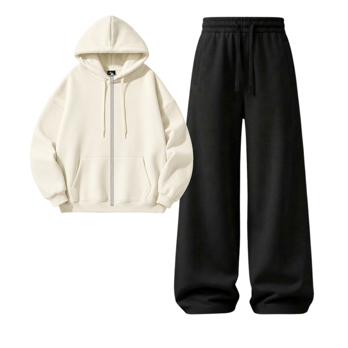 Black Wide-Leg Trouser With Zipper