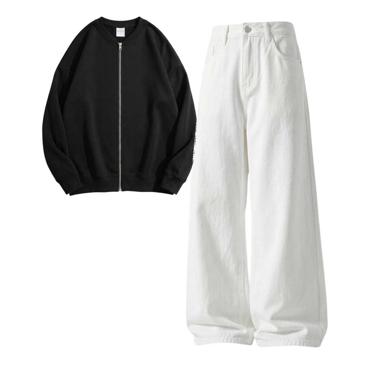 White Baggy Jeans With Zweat