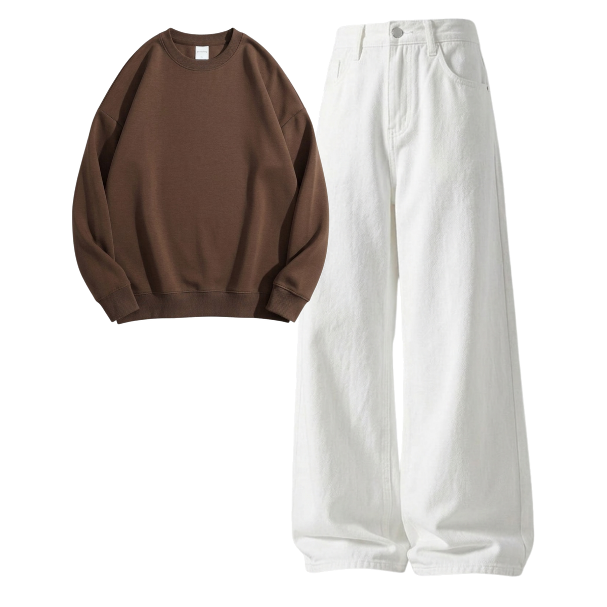 White Baggy Jeans With Sweatshirt