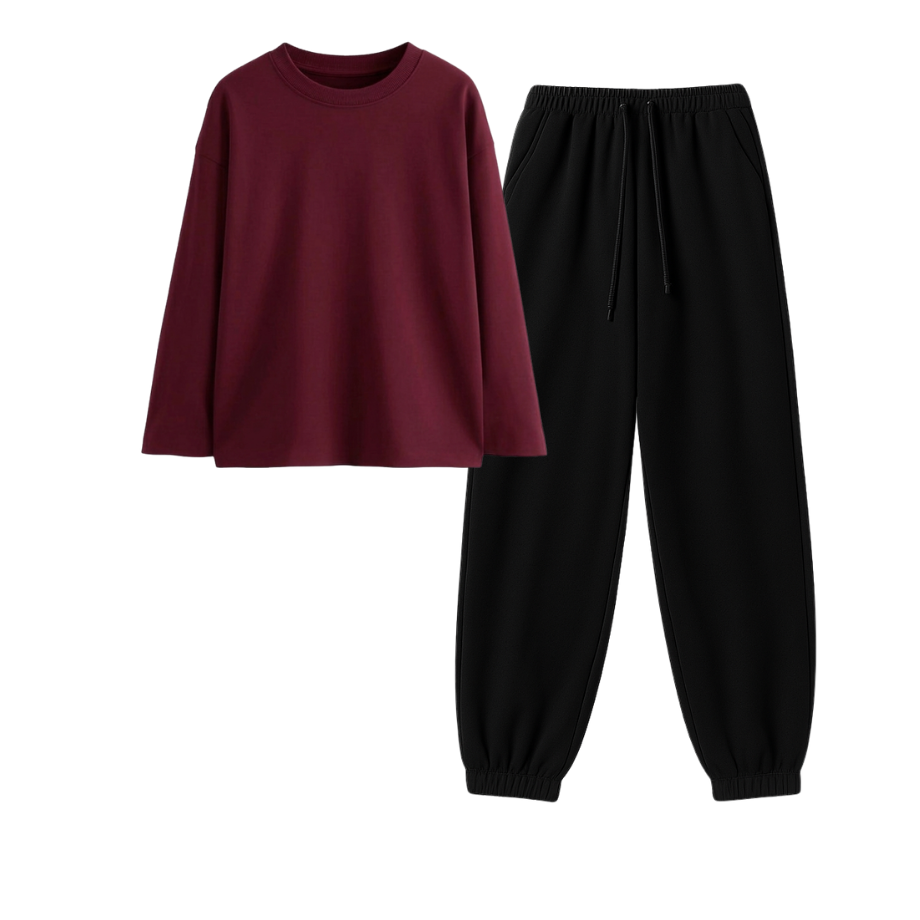 Black Sweatpant With Full Sleeves T-Shirt