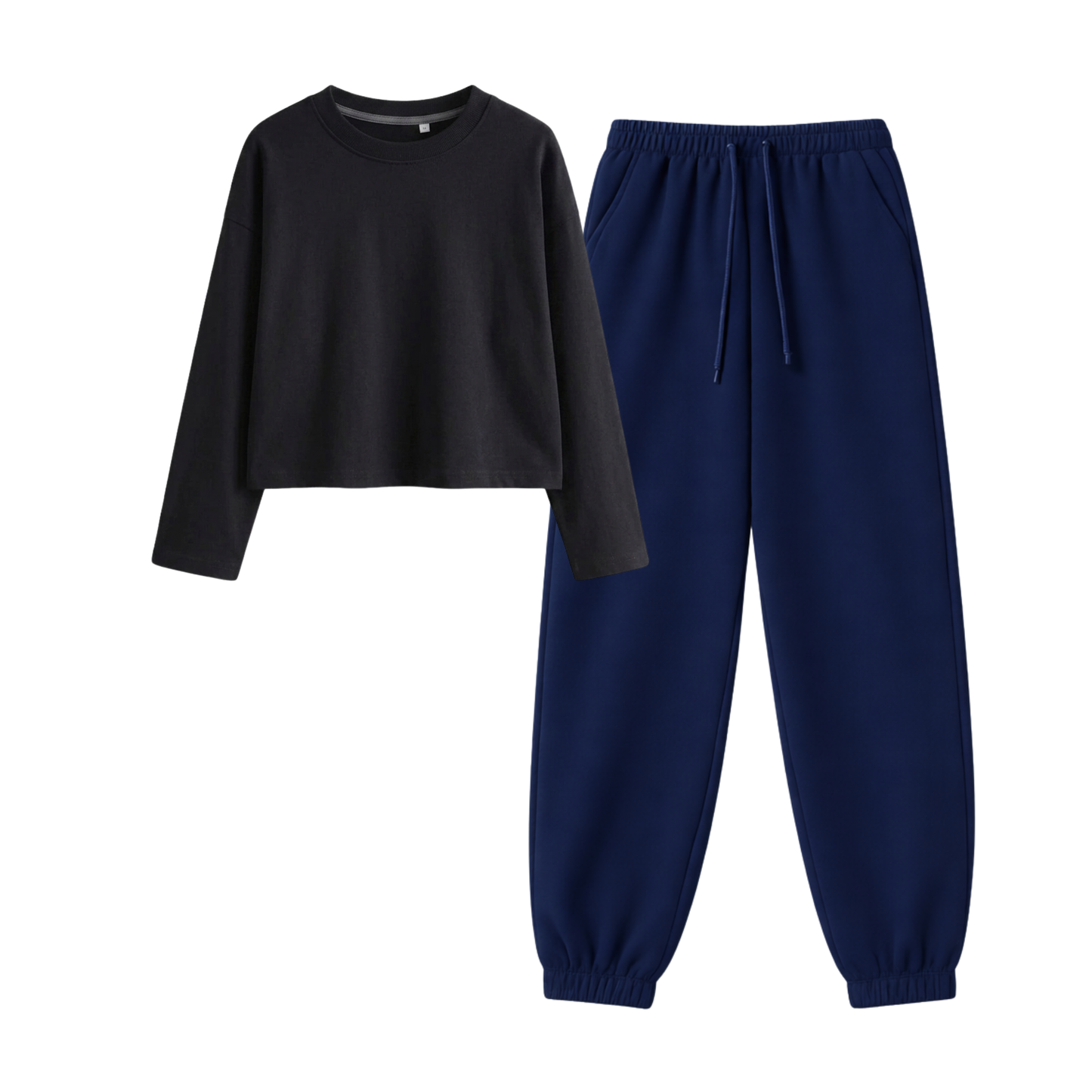 Navyblue Sweatpant With Crop Full Sleeves T-Shirt