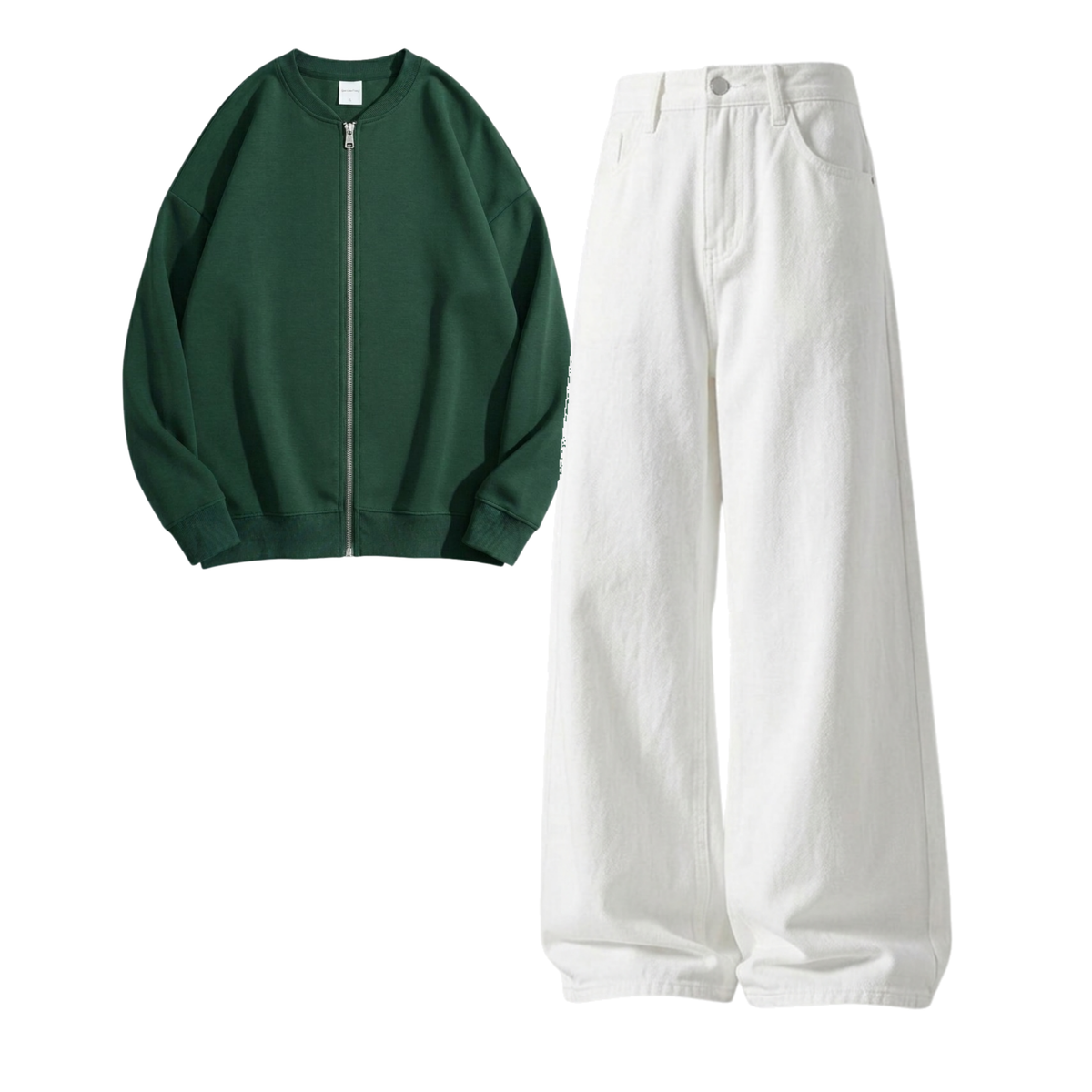White Baggy Jeans With Zweat