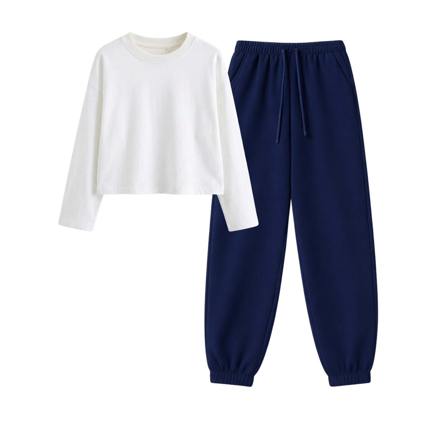 Navyblue Sweatpant With Crop Full Sleeves T-Shirt