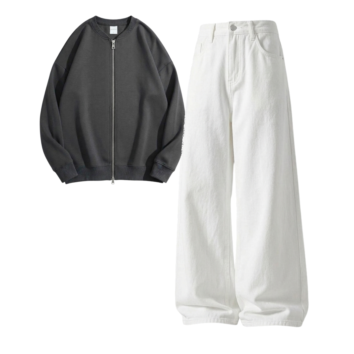 White Baggy Jeans With Zweat