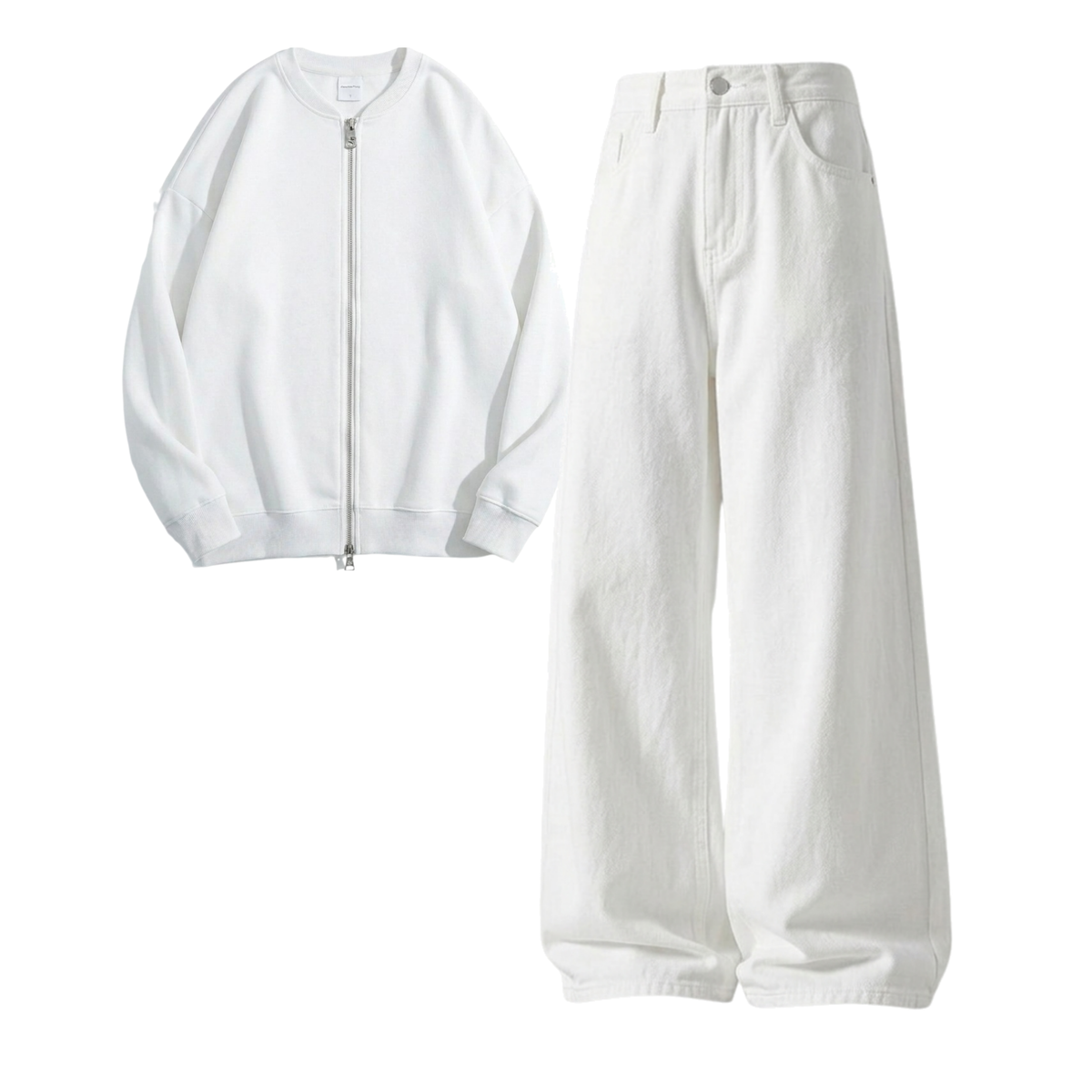 White Baggy Jeans With Zweat