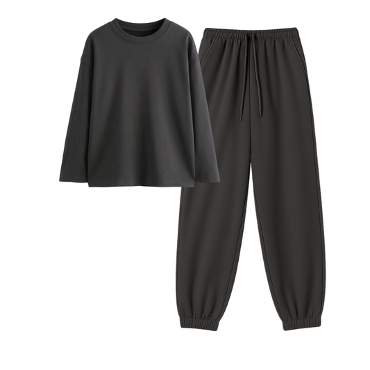 Charcoalgrey Sweatpant With Full Sleeves T-Shirt