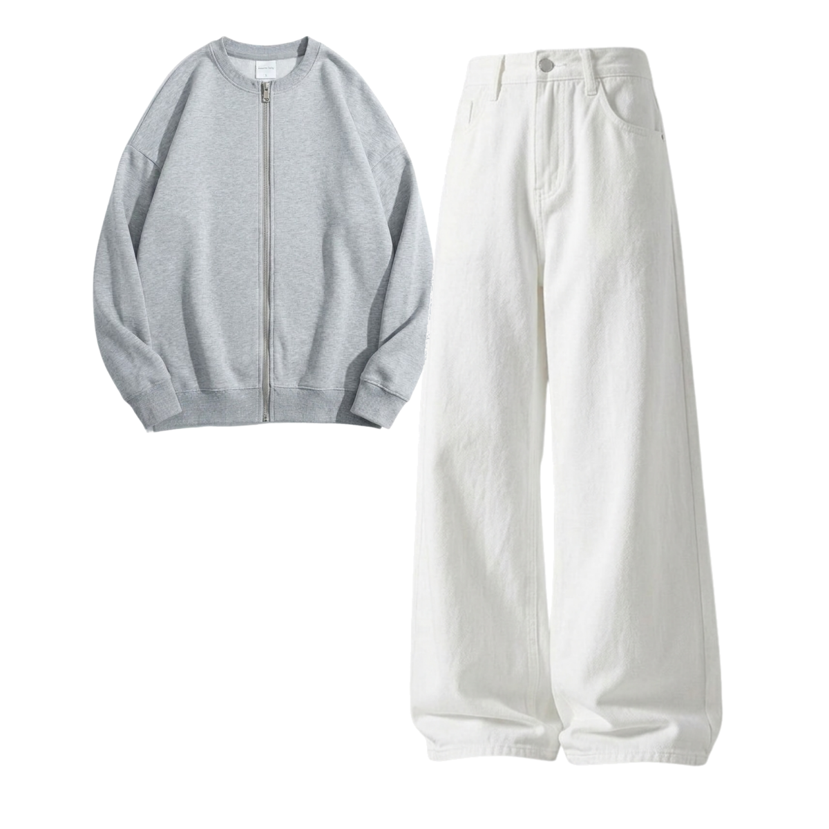 White Baggy Jeans With Zweat