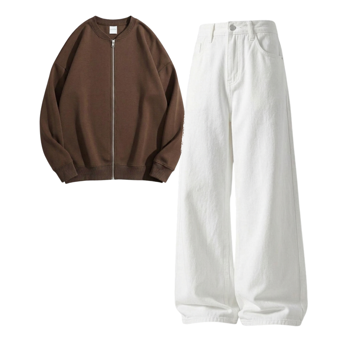 White Baggy Jeans With Zweat