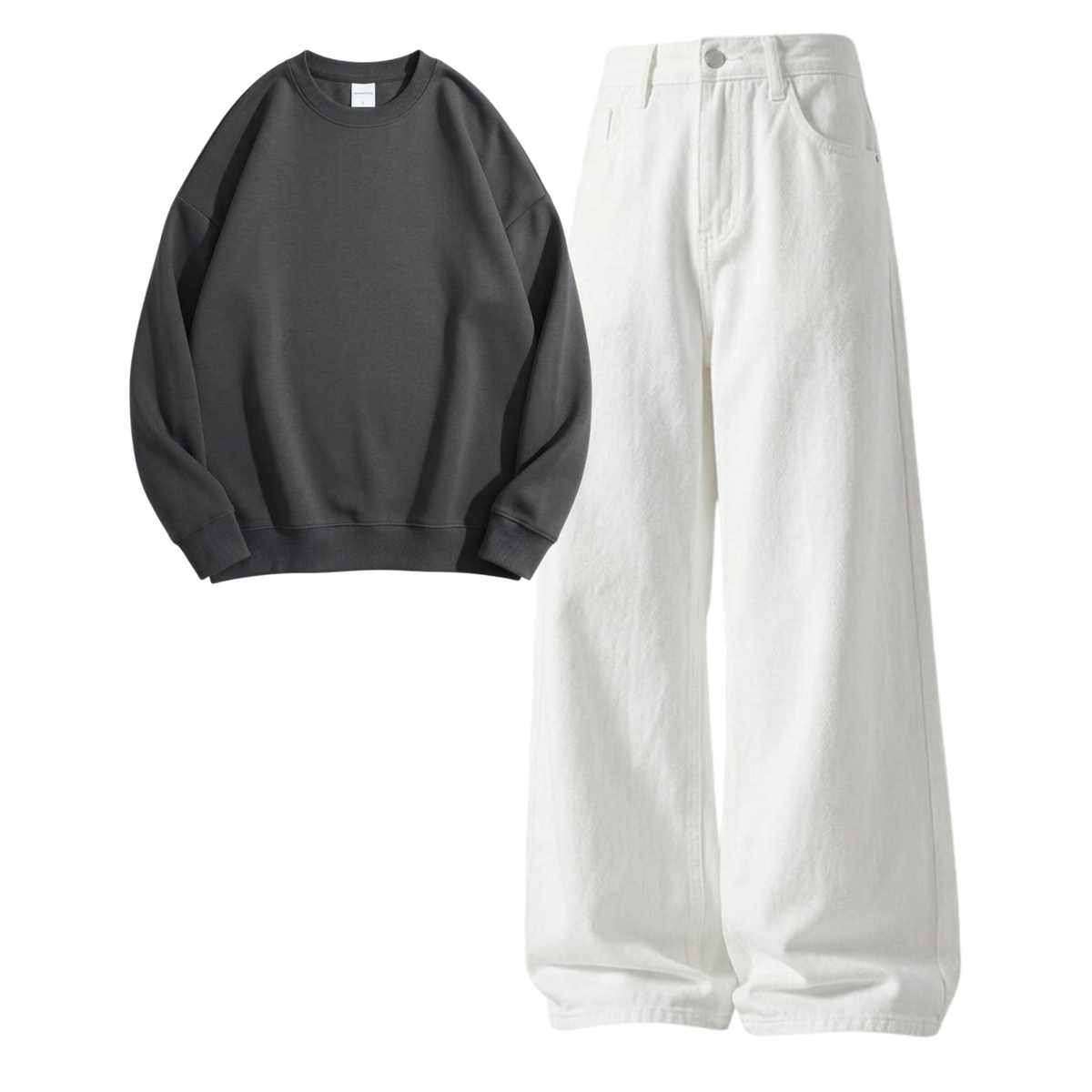 White Baggy Jeans With Sweatshirt