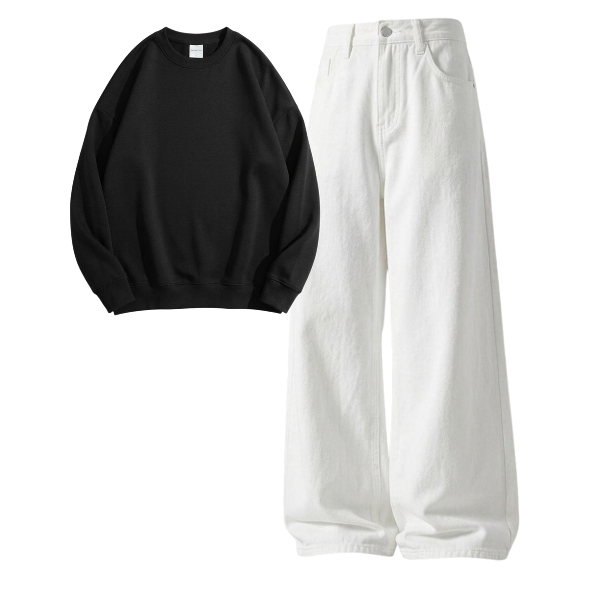 White Baggy Jeans With Sweatshirt